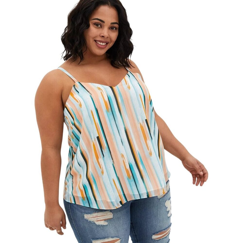 Torrid Tank Top Women 1X Paint Stripe Sophie Swing Cami Lightweight Flowy